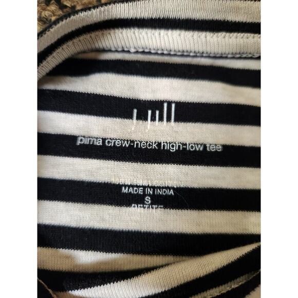 J Jill  Pima cotton crew neck Long sleeve high low  small petite black & white - Picture 3 of 8